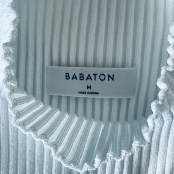 NWT Aritzia Babaton Skulpt Knit Tie Back Long Sleeve Shirt Size M - Picture 8 of 9